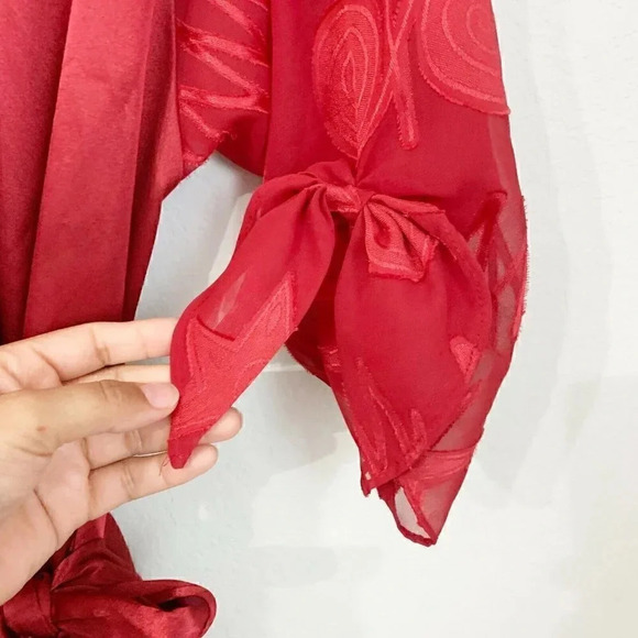 90s Victoria’s Secret Red Silky Kimono Robe Size Small - Picture 4 of 5